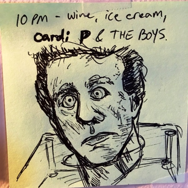 wine: ice cream, cardi p & THE BOYS. pictured is part of the star trek: tng episode &ldquo;time's arrow&rdquo; where data's head was found in a ruin from the 19th century