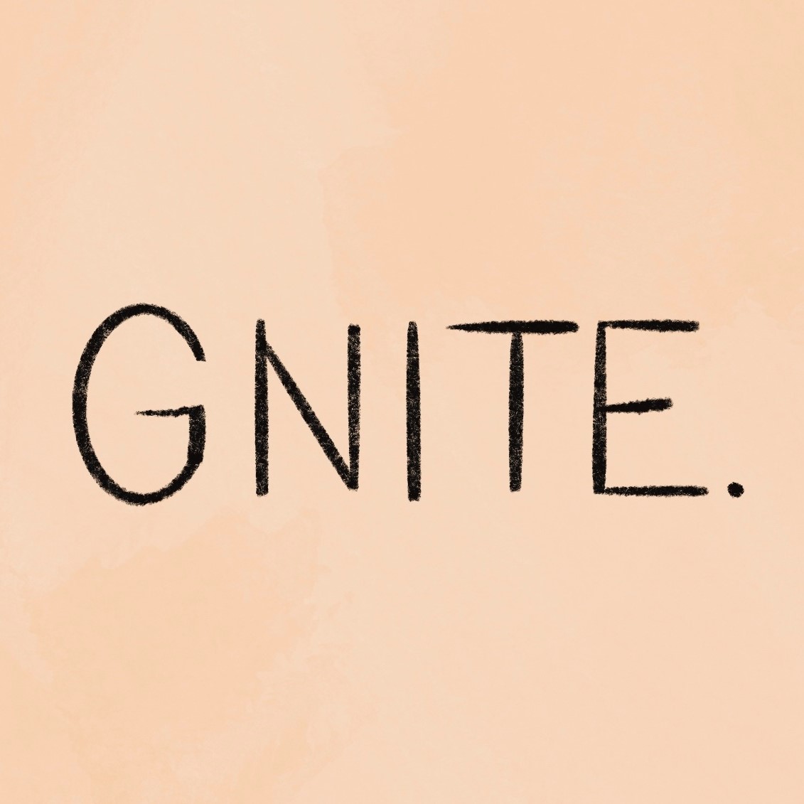 a basic digtal pencil drawing of the word &ldquo;GNITE.&rdquo;